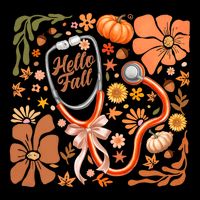 Fall Stethoscope Floral Fall Nurse Fall Autumn Thanksgiving Gift Flatbill Hat