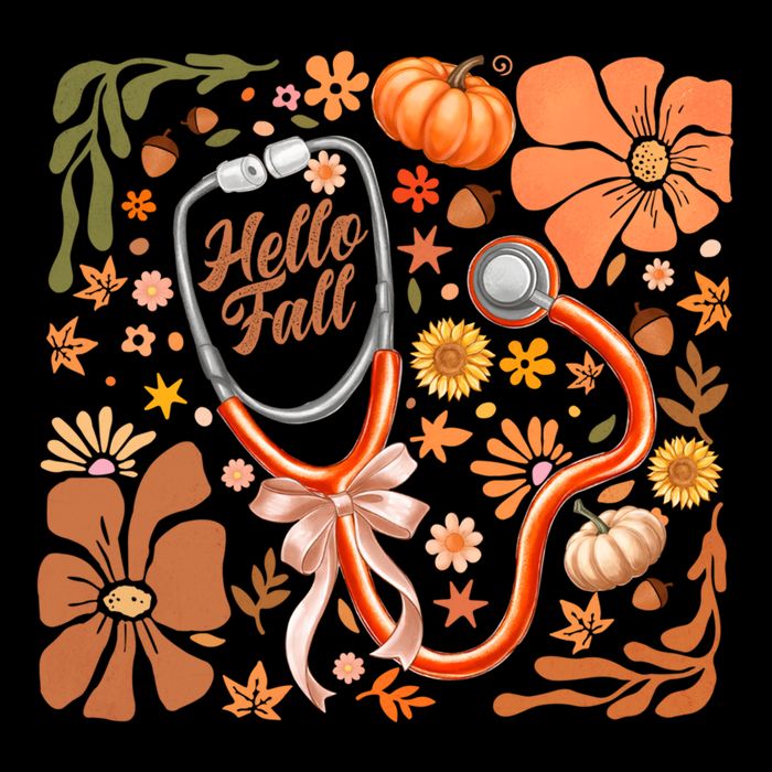 Fall Stethoscope Floral Fall Nurse Fall Autumn Thanksgiving Gift Flatbill Hat
