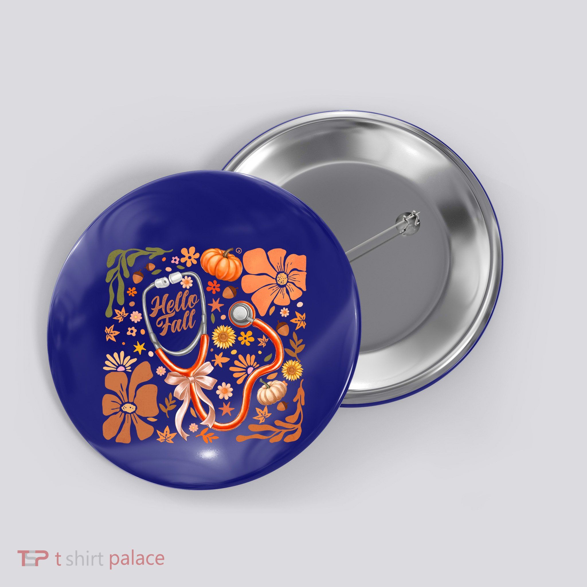 Fall Stethoscope Floral Fall Nurse Fall Autumn Thanksgiving Gift Button