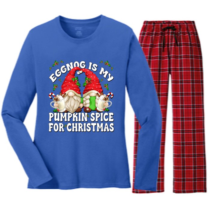 Funny Saying For Pumpkin Spice Lover Cute Christmas Gnome Gift Women's Long Sleeve Flannel Pajama Set 