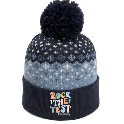 Funny Smile Face Test Day Rock The Test Motivational Student The Baniff Cuffed Pom Beanie