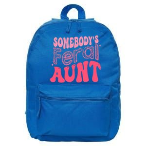 Funny Somebodys Feral Aunt Groovy For Mom Mothers Day Gift 16 in Basic Backpack