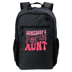 Funny Somebodys Feral Aunt Groovy For Mom Mothers Day Gift Daily Commute Backpack