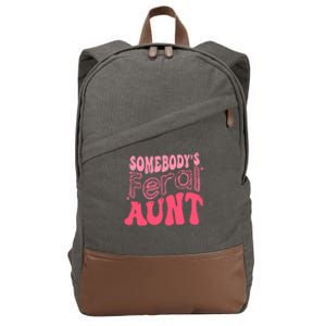 Funny Somebodys Feral Aunt Groovy For Mom Mothers Day Gift Cotton Canvas Backpack