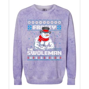 Frosty Swoleman Funny Christmas Workout Gym Weight Lifting Colorblast Crewneck Sweatshirt