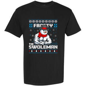 Frosty Swoleman Funny Christmas Workout Gym Weight Lifting Garment-Dyed Heavyweight T-Shirt