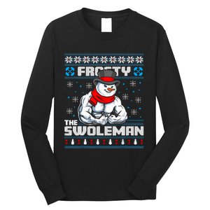 Frosty Swoleman Funny Christmas Workout Gym Weight Lifting Long Sleeve Shirt