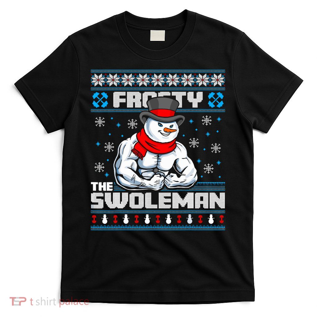Frosty Swoleman Funny Christmas Workout Gym Weight Lifting T-Shirt