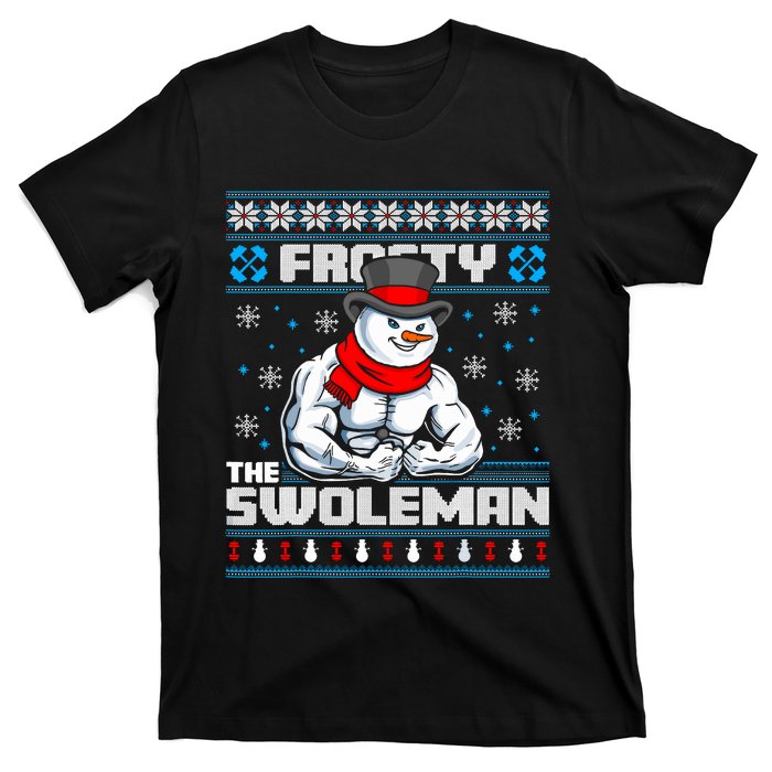 Frosty Swoleman Funny Christmas Workout Gym Weight Lifting T-Shirt