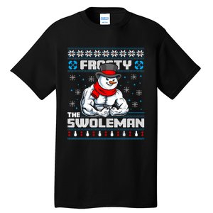 Frosty Swoleman Funny Christmas Workout Gym Weight Lifting Tall T-Shirt