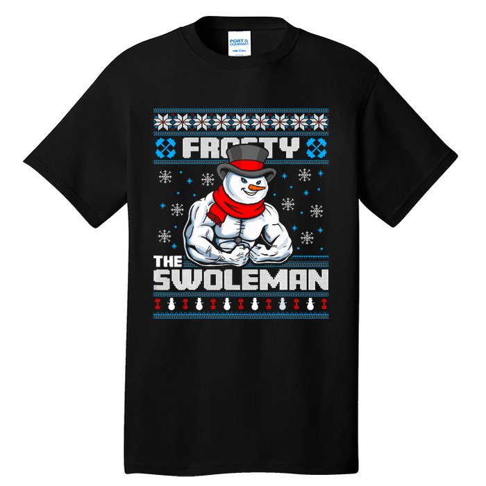 Frosty Swoleman Funny Christmas Workout Gym Weight Lifting Tall T-Shirt