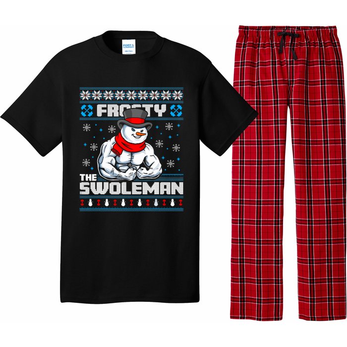 Frosty Swoleman Funny Christmas Workout Gym Weight Lifting Pajama Set