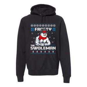 Frosty Swoleman Funny Christmas Workout Gym Weight Lifting Premium Hoodie