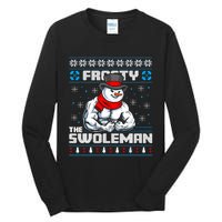 Frosty Swoleman Funny Christmas Workout Gym Weight Lifting Tall Long Sleeve T-Shirt