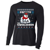 Frosty Swoleman Funny Christmas Workout Gym Weight Lifting Cooling Performance Long Sleeve Crew