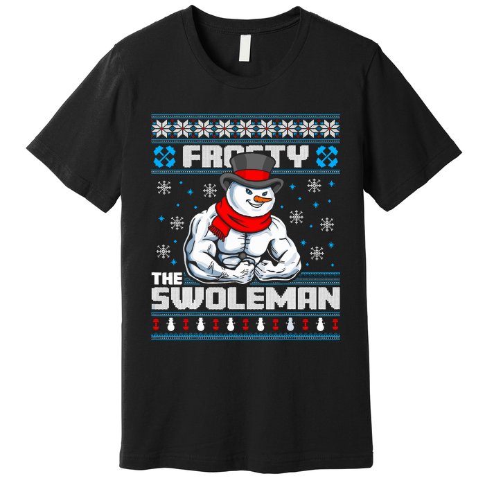 Frosty Swoleman Funny Christmas Workout Gym Weight Lifting Premium T-Shirt