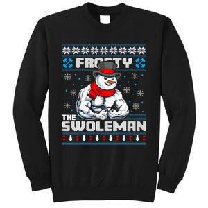 Frosty Swoleman Funny Christmas Workout Gym Weight Lifting Tall Sweatshirt