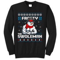 Frosty Swoleman Funny Christmas Workout Gym Weight Lifting Tall Sweatshirt