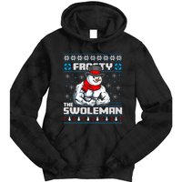 Frosty Swoleman Funny Christmas Workout Gym Weight Lifting Tie Dye Hoodie