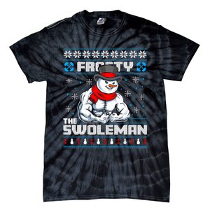 Frosty Swoleman Funny Christmas Workout Gym Weight Lifting Tie-Dye T-Shirt