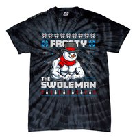 Frosty Swoleman Funny Christmas Workout Gym Weight Lifting Tie-Dye T-Shirt