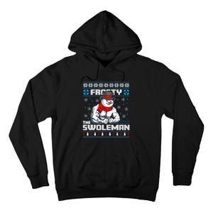 Frosty Swoleman Funny Christmas Workout Gym Weight Lifting Tall Hoodie