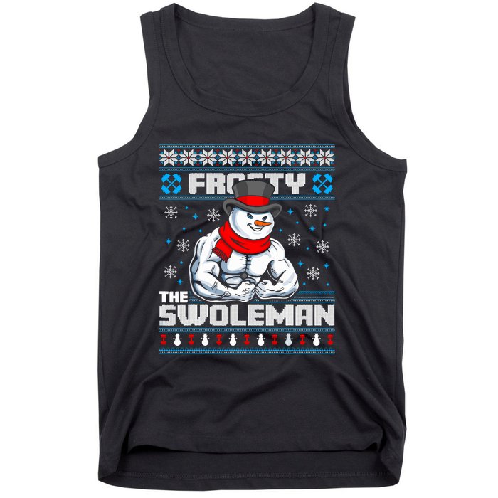 Frosty Swoleman Funny Christmas Workout Gym Weight Lifting Tank Top