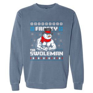 Frosty Swoleman Funny Christmas Workout Gym Weight Lifting Garment-Dyed Sweatshirt