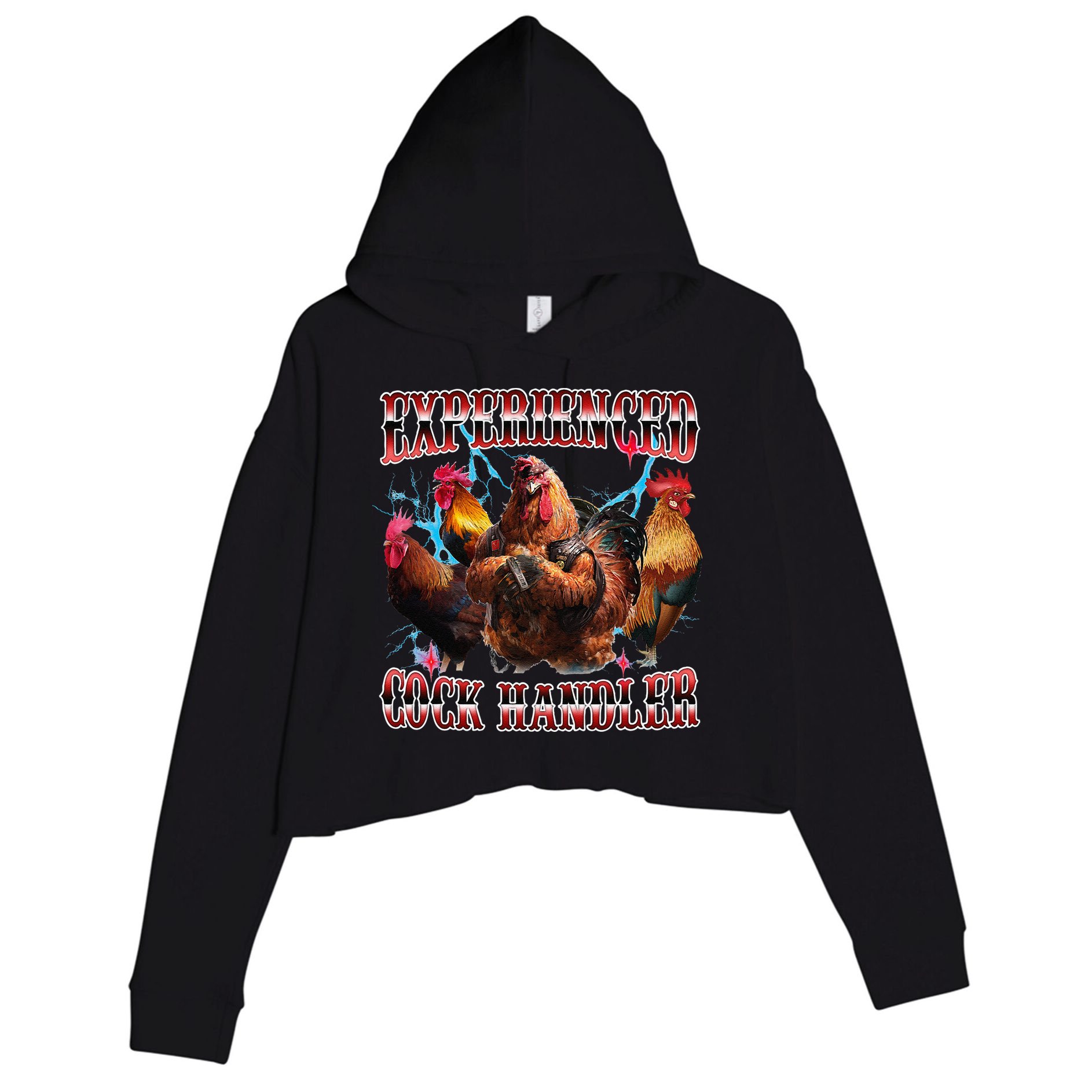 Funny Sayings For Adult Experienced Cock Handler Meme Dank Crop Fleece Hoodie