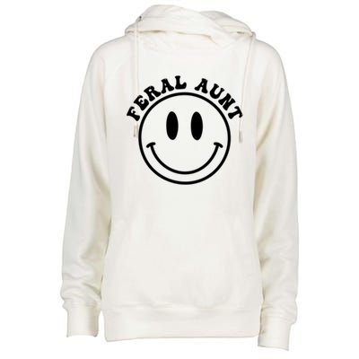 Funny Somebodys Feral Aunt Retro Groovy (Both Side Print) Gift Womens Funnel Neck Pullover Hood