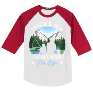 Father Son Fishing Partners Funny Fish Dad Fathers Day Gift Kids Colorblock Raglan Jersey