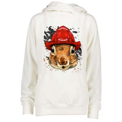 Firefighter Squirrel Fire Department Fireman Squirrel Lover Womens Funnel Neck Pullover Hood