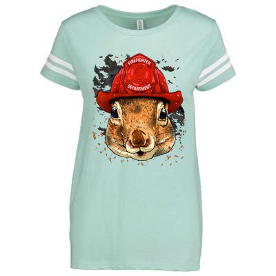 Firefighter Squirrel Fire Department Fireman Squirrel Lover Enza Ladies Jersey Football T-Shirt