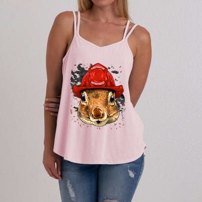 Firefighter Squirrel Fire Department Fireman Squirrel Lover Women's Strappy Tank