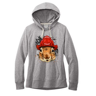 Firefighter Squirrel Fire Department Fireman Squirrel Lover Women's Fleece Hoodie