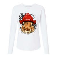 Firefighter Squirrel Fire Department Fireman Squirrel Lover Womens Cotton Relaxed Long Sleeve T-Shirt