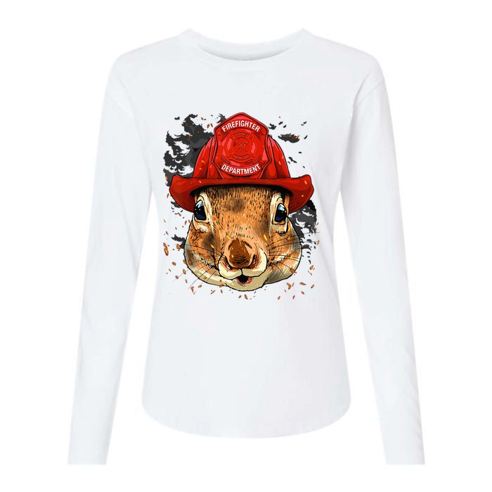 Firefighter Squirrel Fire Department Fireman Squirrel Lover Womens Cotton Relaxed Long Sleeve T-Shirt