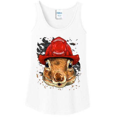 Firefighter Squirrel Fire Department Fireman Squirrel Lover Ladies Essential Tank