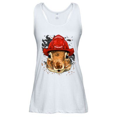 Firefighter Squirrel Fire Department Fireman Squirrel Lover Ladies Essential Flowy Tank