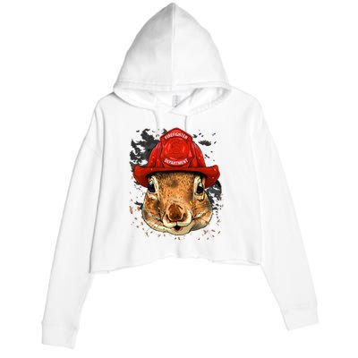 Firefighter Squirrel Fire Department Fireman Squirrel Lover Crop Fleece Hoodie