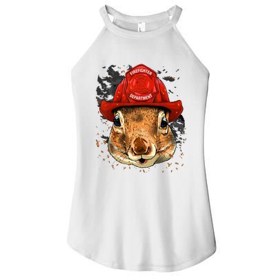 Firefighter Squirrel Fire Department Fireman Squirrel Lover Women's Perfect Tri Rocker Tank