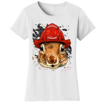 Firefighter Squirrel Fire Department Fireman Squirrel Lover Women's T-Shirt