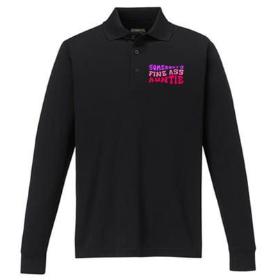 Funny Somebodys Fine Ass Auntie Cute Aunt Mom Saying Quote Funny Gift Performance Long Sleeve Polo