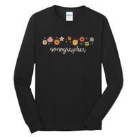 Fall Season Flowers Sonographer Pumpkin Ultrasound Tech Tall Long Sleeve T-Shirt