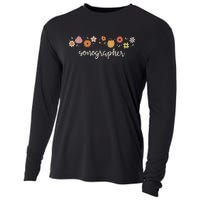 Fall Season Flowers Sonographer Pumpkin Ultrasound Tech Cooling Performance Long Sleeve Crew