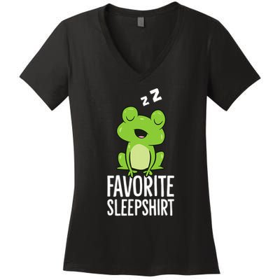 Favorite Sleep Frog Lover Frog Pajama Women's V-Neck T-Shirt