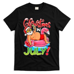 Funny Santa Flamingo Float Christmas In July Summer Vacation T-Shirt