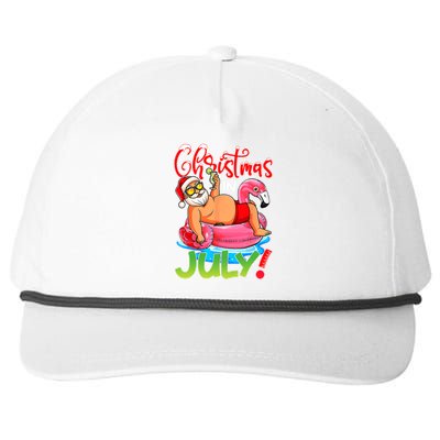 Funny Santa Flamingo Float Christmas In July Summer Vacation Snapback Five-Panel Rope Hat