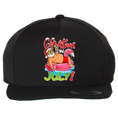 Funny Santa Flamingo Float Christmas In July Summer Vacation Wool Snapback Cap