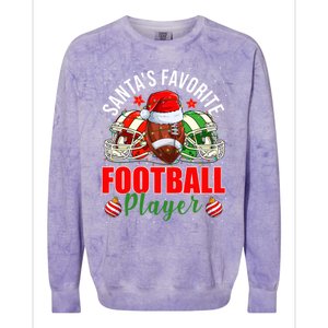 Funny SantaS Favorite Football Player Christmas Lights Xmas Gift Colorblast Crewneck Sweatshirt